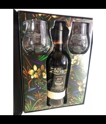 Fles Zacapa 23 giftset, rum, op voorraad bij slijterij t Bockje in Bathmen