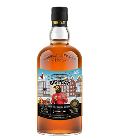 Fles Big Peat The 1st Sinterklaas Edition, single malt whisky, op voorraad bij slijterij t Bockje in Bathmen