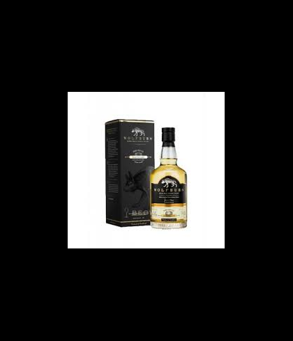 Fles Wolfburn First Release 3 Years Old, Schotse single malt whisky uit Thurso, op voorraad bij slijterij t Bockje in Bathmen