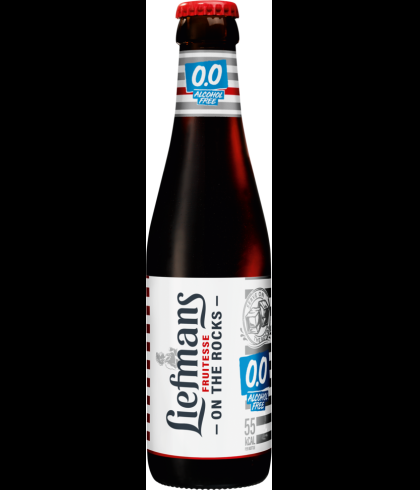Fles Liefmans Fruitesse On The Rocks 0.0 van 50 centiliter, alcoholvrij fruitbier uit Oudenaarde, bij slijterij t Bockje in Bathmen