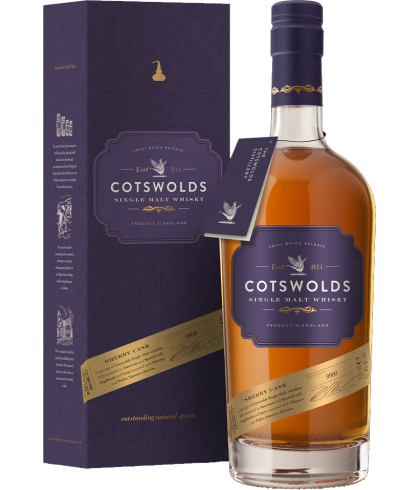 Fles Cotswolds Sherry Cask, single malt whisky, op voorraad bij slijterij t Bockje in Bathmen