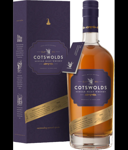 Fles Cotswolds Sherry Cask, single malt whisky, op voorraad bij slijterij t Bockje in Bathmen