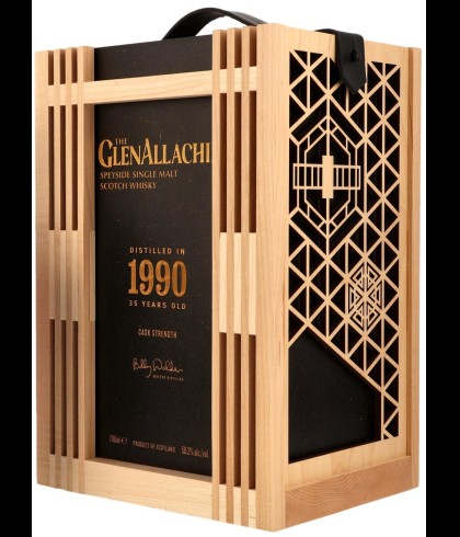 Fles GlenAllachie 1990 35 Years Old, single malt whisky, op voorraad bij slijterij t Bockje in Bathmen