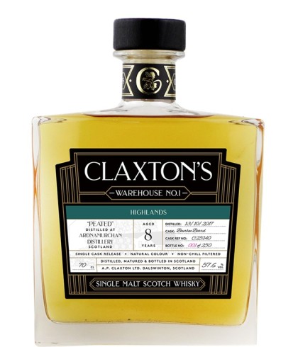 Fles Claxton’s Warehouse No.1 Ardnamurchan 8 Years Old, single malt whisky, op voorraad bij slijterij t Bockje in Bathmen