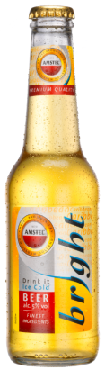 Fles Amstel Bright, bier van Amstel, op voorraad bij slijterij t Bockje in Bathmen