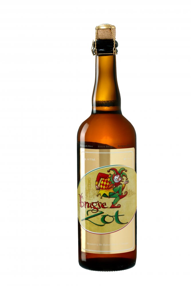 Fles Brugse Zot Blond, bier van Brugse Zot, op voorraad bij slijterij t Bockje in Bathmen
