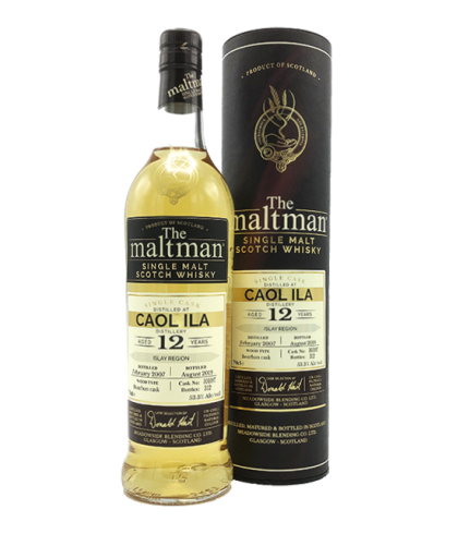 Fles The Maltman Caol Ila 12 Years Old 2007, enkel vat gebotteld door The Maltman uit Glasgow, op voorraad bij slijterij t Bockje in Bathmen