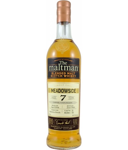 Fles The Maltman Meadowside 2014, enkel vat gebotteld door The Maltman uit Glasgow, op voorraad bij slijterij t Bockje in Bathmen