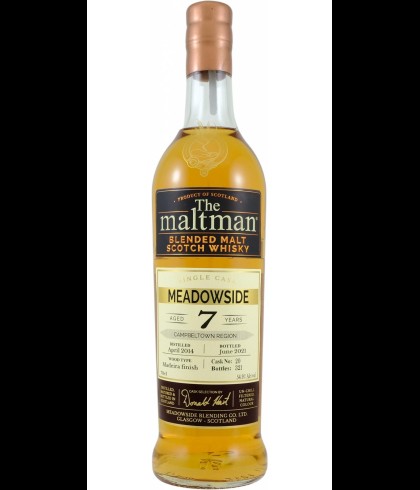 Fles The Maltman Meadowside 2014, enkel vat gebotteld door The Maltman uit Glasgow, op voorraad bij slijterij t Bockje in Bathmen