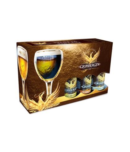 Geschenk Grimbergen Geschenkverpakking 3 flessen + glas van Grimbergen, bij slijterij ’t Bockje in Bathmen