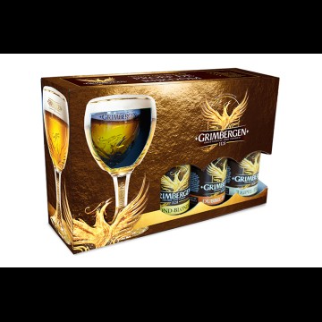 Grimbergen Geschenkverpakking 3 flessen + glas