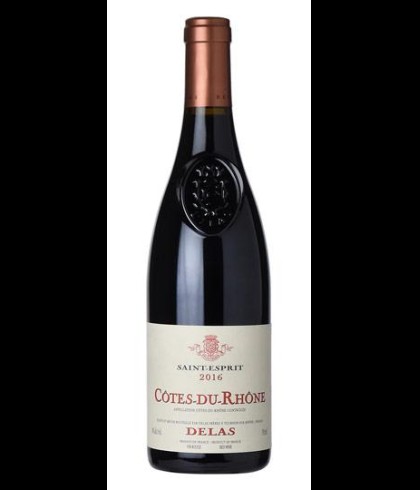 Fles Delas Frères Cotes du Rhone - Saint Esprit Rouge, wijn op voorraad bij slijterij t Bockje in Bathmen