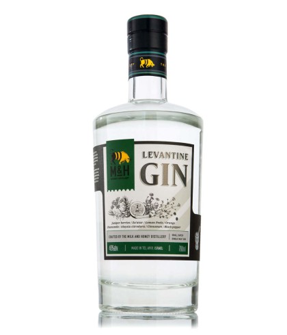 Fles M&H Levantine Gin, gin, op voorraad bij slijterij ’t Bockje in Bathmen