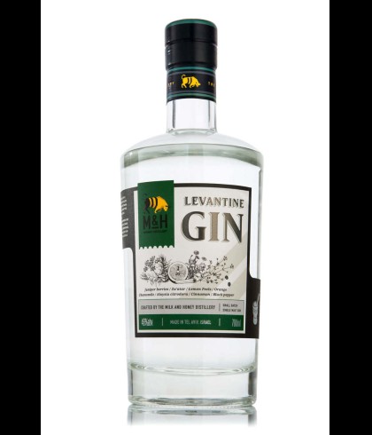 Fles M&H Levantine Gin, gin, op voorraad bij slijterij t Bockje in Bathmen