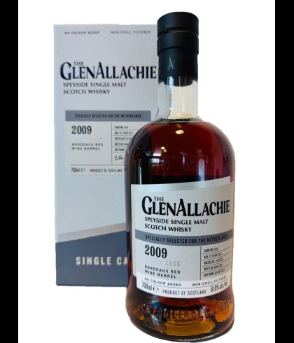 Fles GlenAllachie 2009 15Y Single Cask Bordeaux, single malt whisky, op voorraad bij slijterij t Bockje in Bathmen