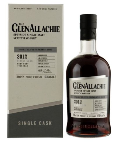 Fles GlenAllachie 2012 Ruby Port Hogshead Art of Drinks, single malt whisky, op voorraad bij slijterij t Bockje in Bathmen