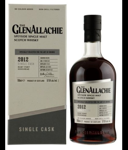 Fles GlenAllachie 2012 Ruby Port Hogshead Art of Drinks, single malt whisky, op voorraad bij slijterij t Bockje in Bathmen