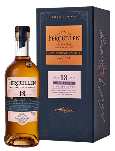 Fles Fercullen 18 Years Old Five Elements, single malt whisky, op voorraad bij slijterij t Bockje in Bathmen