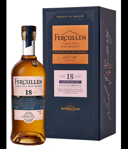 Fles Fercullen 18 Years Old Five Elements, single malt whisky, op voorraad bij slijterij t Bockje in Bathmen