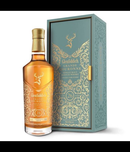 Fles Glenfiddich 26 Years Old Grande Couronne, single malt whisky, op voorraad bij slijterij t Bockje in Bathmen