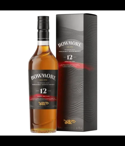 Fles Bowmore 12 Years Old Sherry Oak Cask, single malt whisky, op voorraad bij slijterij t Bockje in Bathmen