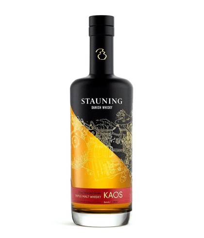 Fles Stauning Kaos Danish Whisky Batch 2 2022, Deense whisky uit West-Jutland, op voorraad bij slijterij t Bockje in Bathmen