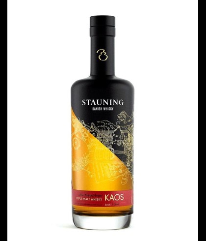 Fles Stauning Kaos Danish Whisky Batch 2 2022, Deense whisky uit West-Jutland, op voorraad bij slijterij t Bockje in Bathmen