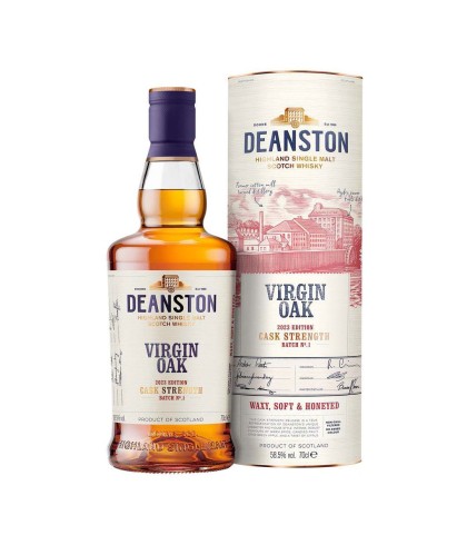 Fles Deanston Virgin Oak Cask Strength 2023, single malt whisky, op voorraad bij slijterij t Bockje in Bathmen