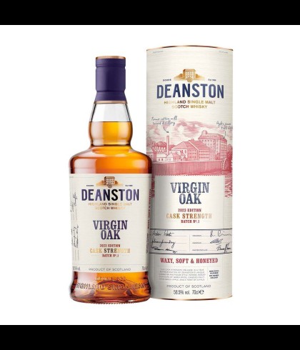 Fles Deanston Virgin Oak Cask Strength 2023, single malt whisky, op voorraad bij slijterij t Bockje in Bathmen