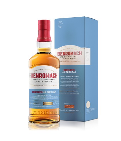 Fles Benromach Contrasts: Air Dried Oak, single malt whisky, op voorraad bij slijterij t Bockje in Bathmen