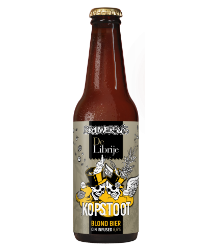 Fles Brouwersnos Librije's Kopstoot, bier van Brouwersnos, bij slijterij t Bockje in Bathmen
