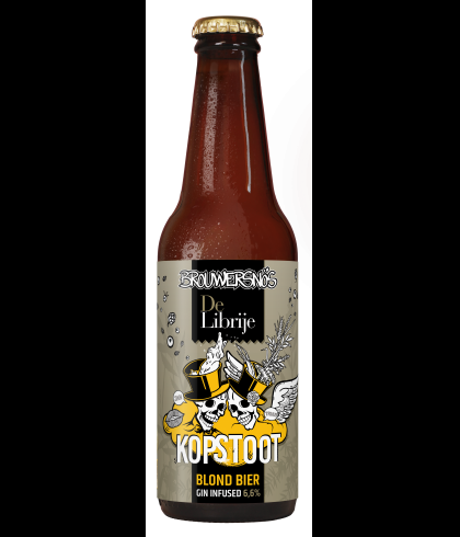 Fles Brouwersnos Librije's Kopstoot, bier van Brouwersnos, bij slijterij t Bockje in Bathmen