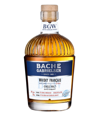 Fles Bache Gabrielsen Whisky Français Aquavit Cask Finish, whisky, op voorraad bij slijterij t Bockje in Bathmen