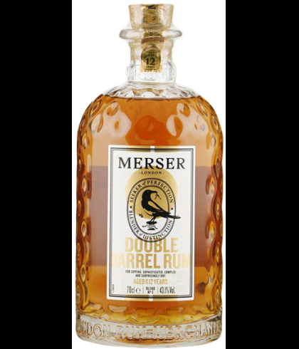 Fles Merser Double Barrel London Blended Rum, rum, bij slijterij t Bockje in Bathmen