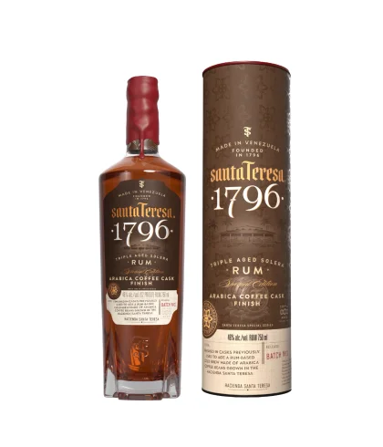 Fles Santa Teresa 1796 Arabica Coffee Cask Rum, rum, bij slijterij t Bockje in Bathmen