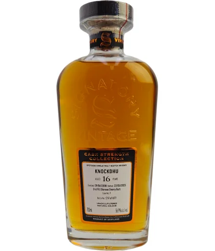 Fles Signatory Vintage Knockdhu 2008 16Y, Highland single malt van de Knockdhu-distilleerderij, op voorraad bij slijterij t Bockje in Bathmen