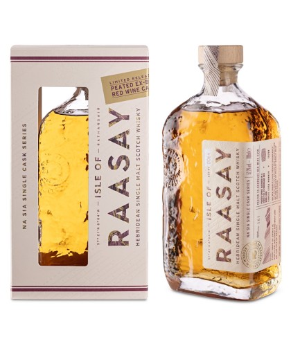 Fles Isle of Raasay Na Sia Peated Red Wine, Schotse single malt van het eiland Raasay, op voorraad bij slijterij t Bockje in Bathmen