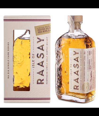 Fles Isle of Raasay Na Sia Peated Red Wine, Schotse single malt van het eiland Raasay, op voorraad bij slijterij t Bockje in Bathmen