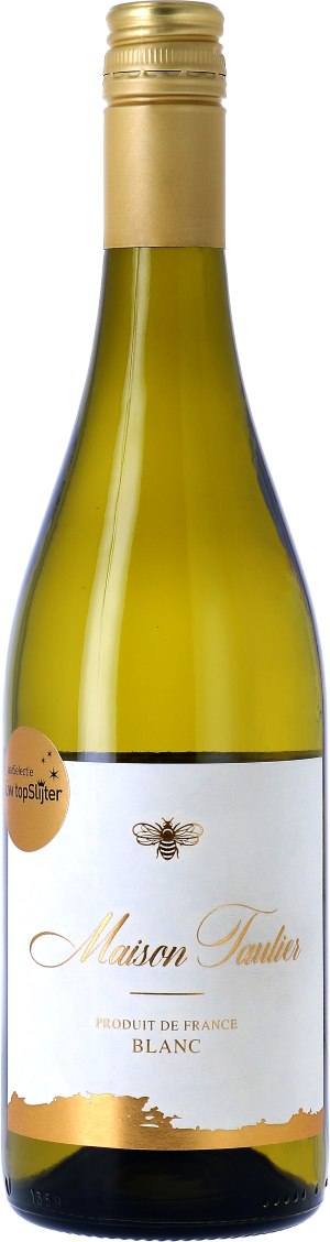 Fles Maison Taulier Blanc, wijn, op voorraad bij slijterij t Bockje in Bathmen