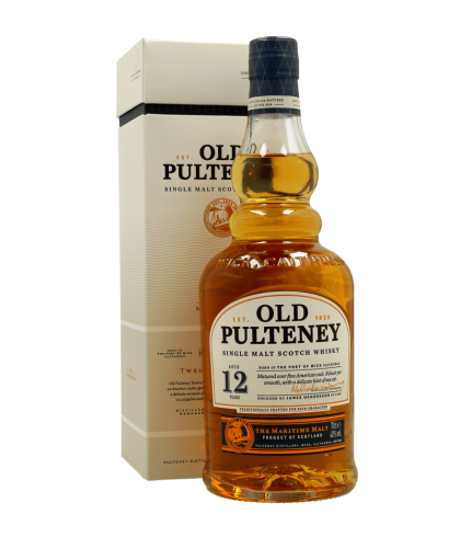 Fles Old Pulteney 12 Years Old, Schotse Highland single malt uit Wick, op voorraad bij slijterij t Bockje in Bathmen