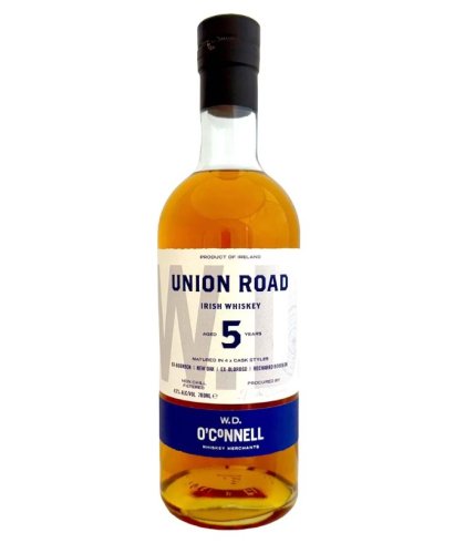 Fles O'Connel Union Road 5 years old Irish whiskey, whisky, bij slijterij ’t Bockje in Bathmen