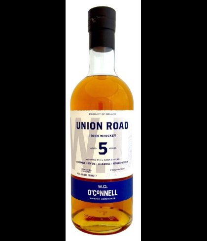 Fles O'Connel Union Road 5 years old Irish whiskey, whisky, bij slijterij ’t Bockje in Bathmen