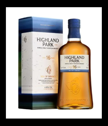 Fles Highland Park Sea of Orkney 16 Years Old, single malt whisky, op voorraad bij slijterij t Bockje in Bathmen