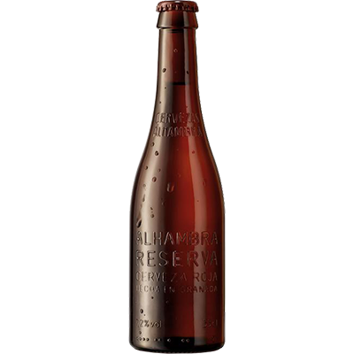 Fles Alhambra Reserva Roja Bock, bier, bij slijterij t Bockje in Bathmen