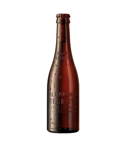 Fles Alhambra Reserva Roja Bock, bier, bij slijterij t Bockje in Bathmen