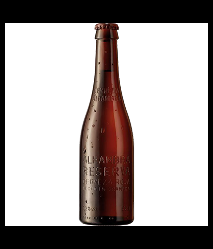Fles Alhambra Reserva Roja Bock, bier, bij slijterij t Bockje in Bathmen