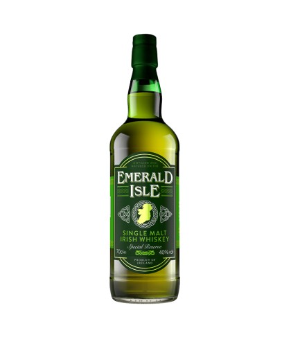 Fles Emerald Isle Single Malt Irish Whiskey, single malt whisky, op voorraad bij slijterij t Bockje in Bathmen