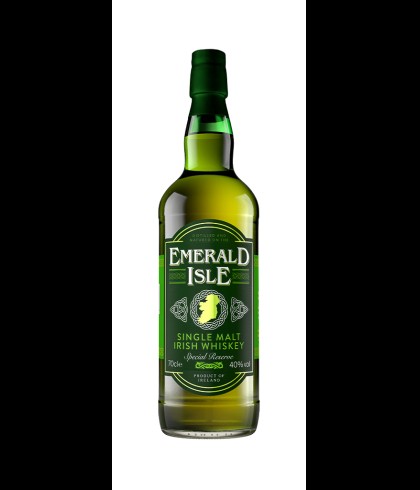 Fles Emerald Isle Single Malt Irish Whiskey, single malt whisky, op voorraad bij slijterij t Bockje in Bathmen