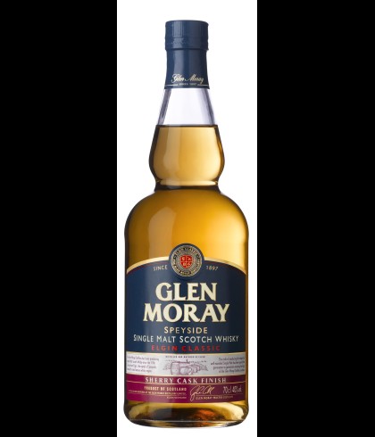 Fles Glen Moray Classic Sherry Cask Finish, single malt whisky, op voorraad bij slijterij t Bockje in Bathmen
