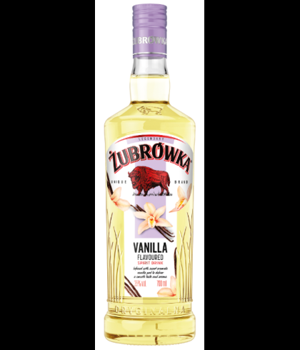 Fles Zubrowka Vodka Vanilla 35% vol, wodka, op voorraad bij slijterij t Bockje in Bathmen